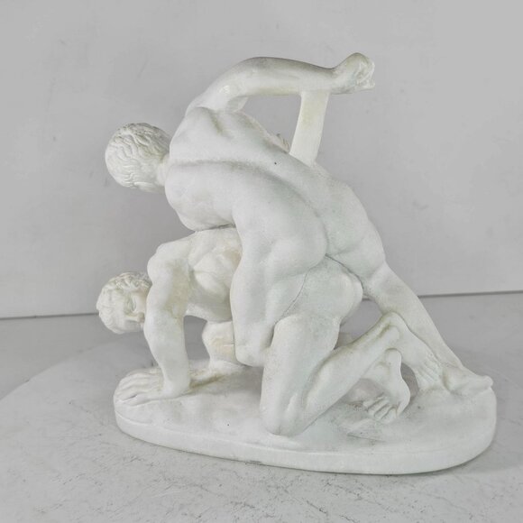 G Ruggeri The Wrestlers Alabaster Sculpture Classic Greek Roman - Picture 5 of 12